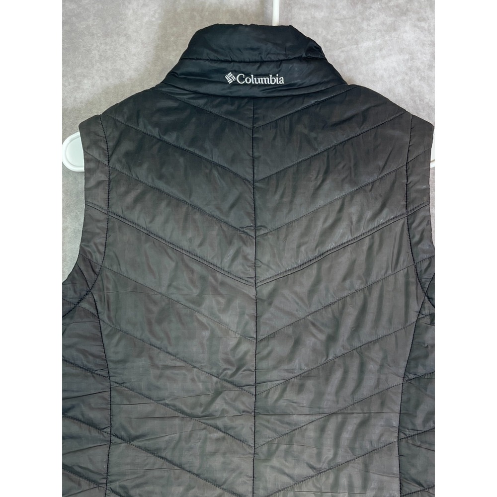 Columbia Down Vest Mens Medium Omni Heat Puffer Black Full Zip Up Hiking Outdoor - Picture 5 of 14